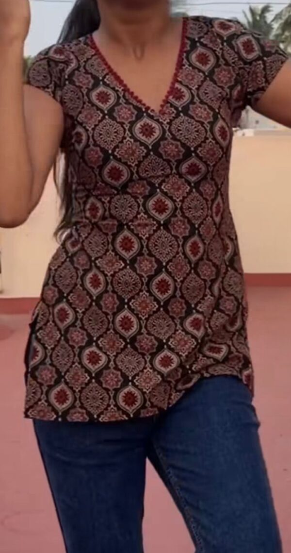 Cotton Azarak Kurti | Pom-Pom Round Neck | Shop Now